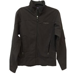Patagonia Mens Polartec Softshell Jacket Black S Full Zip Pocket Stand Up Collar
